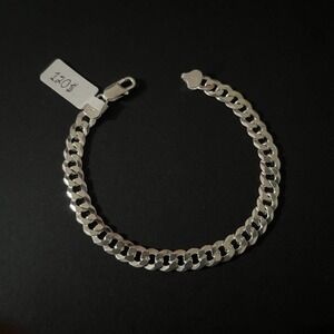 Esclava‎ De Plata 925 Con Tejido Cubano, 925 Silver Bracelet 9 Inch